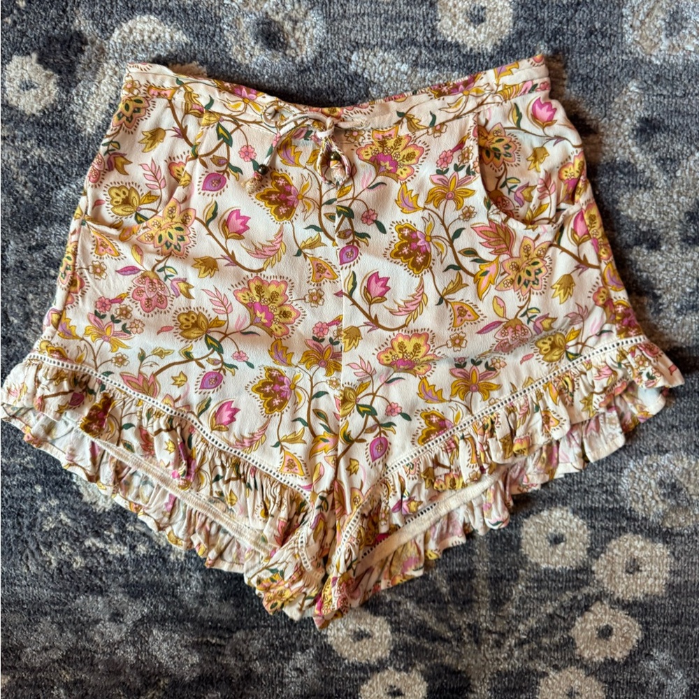 Spell High Waist Floral Ruffle Portobello Road Shorts